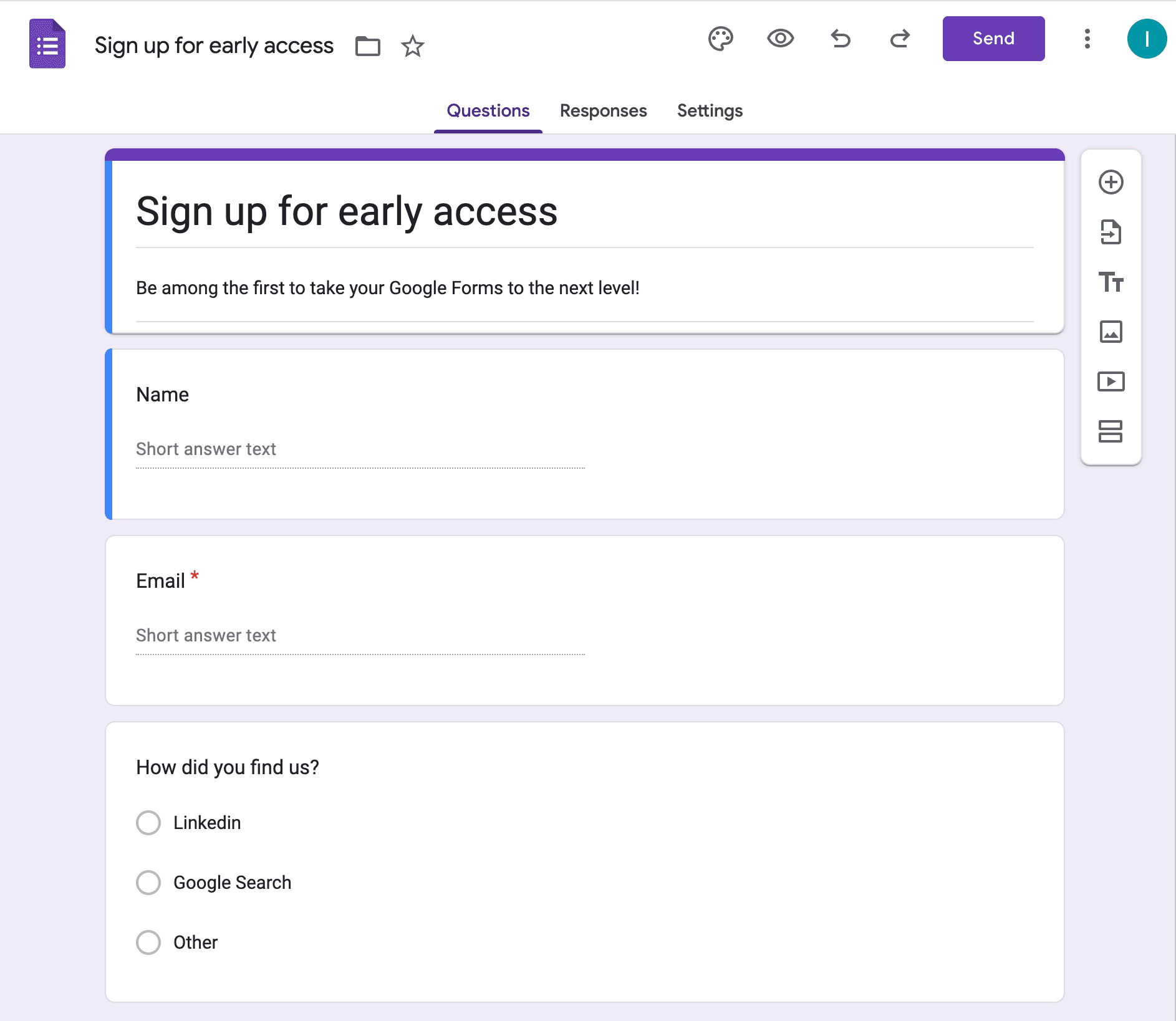 Google Form for Early Access